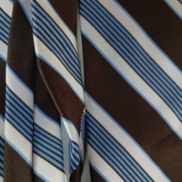 Chaps Ralph Lauren Men's Necktie Brown Blue Diagonal Striped Pattern 3.5 X  61" - Picture 6 of 6